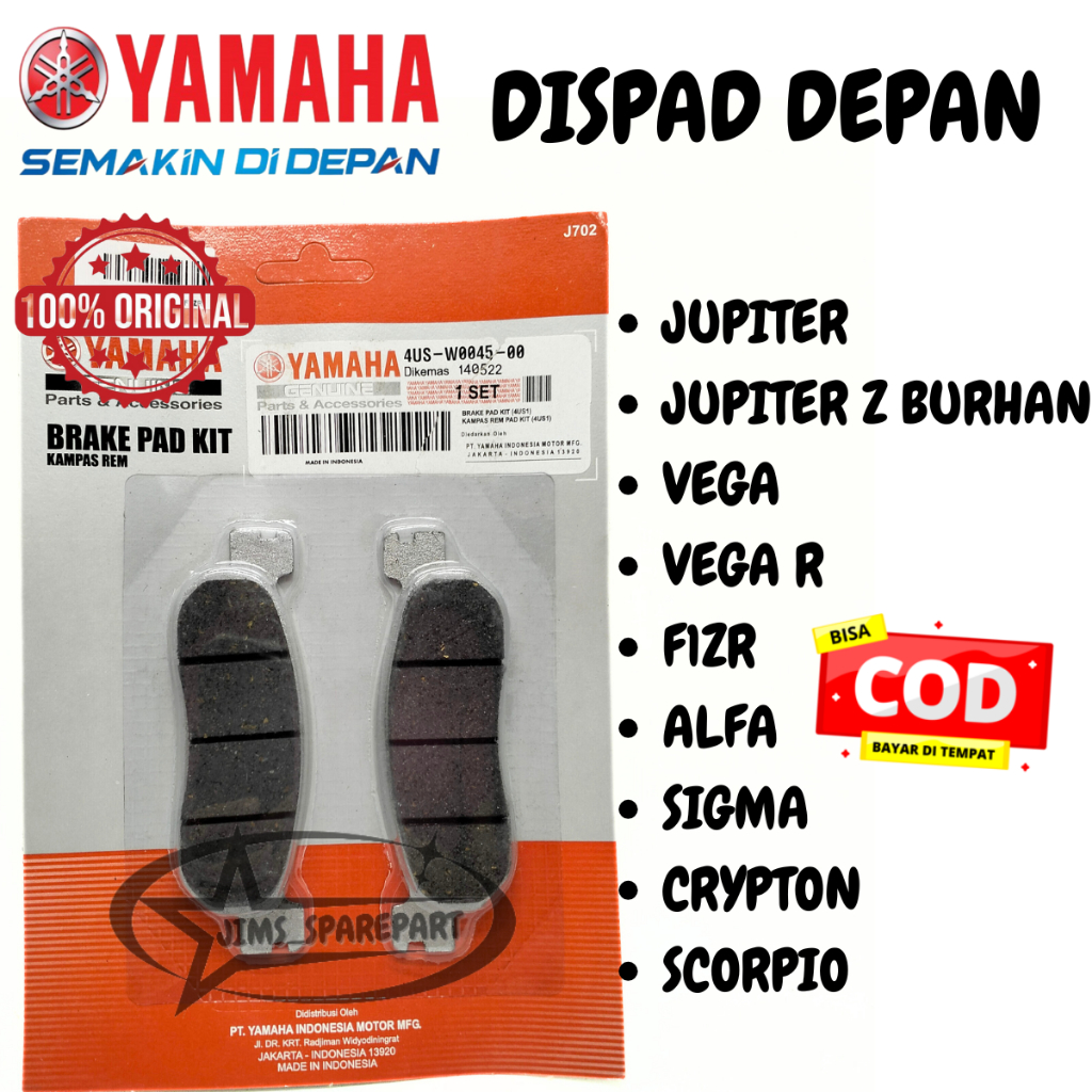 DISPAD DEPAN YAMAHA 4US JUPITER Z BURHAN VEGA R F1ZR ALFA SIGMA CRYPTON SCORPIO KAMPAS REM DEPAN CAK