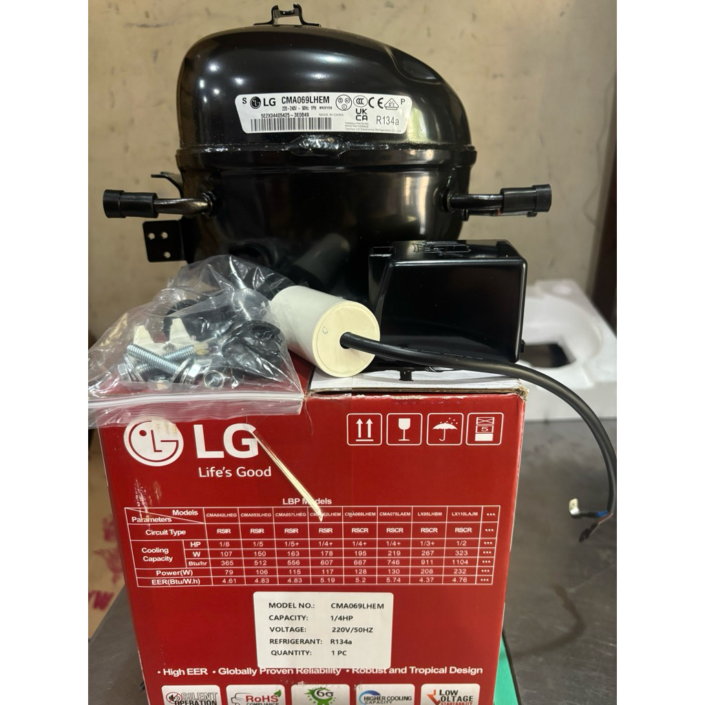Compresor kulkas LG freon R134 1/4 hp CMA069LHEM