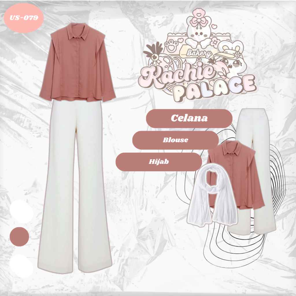 One Set Wanita Korean Style/OOTD Outfit Setelan Wanita (Hijab-Blouse-Celana),One set Wanita Korean S