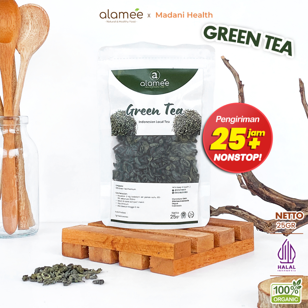 

ALAMEE Teh Hijau Green Tea Organic Kering Organik Greentea Minuman Herbal Siap Seduh Minum 25gr