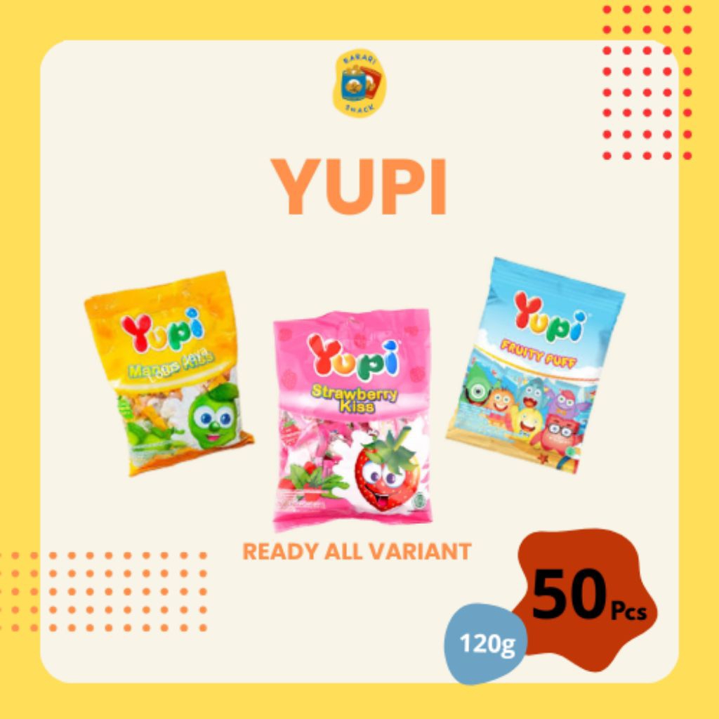 

RS Yupi Bag (120gram) Strawberry Kiss/ Manggo Kiss/ Fruity Puff Yupi Sak isi 50pcs