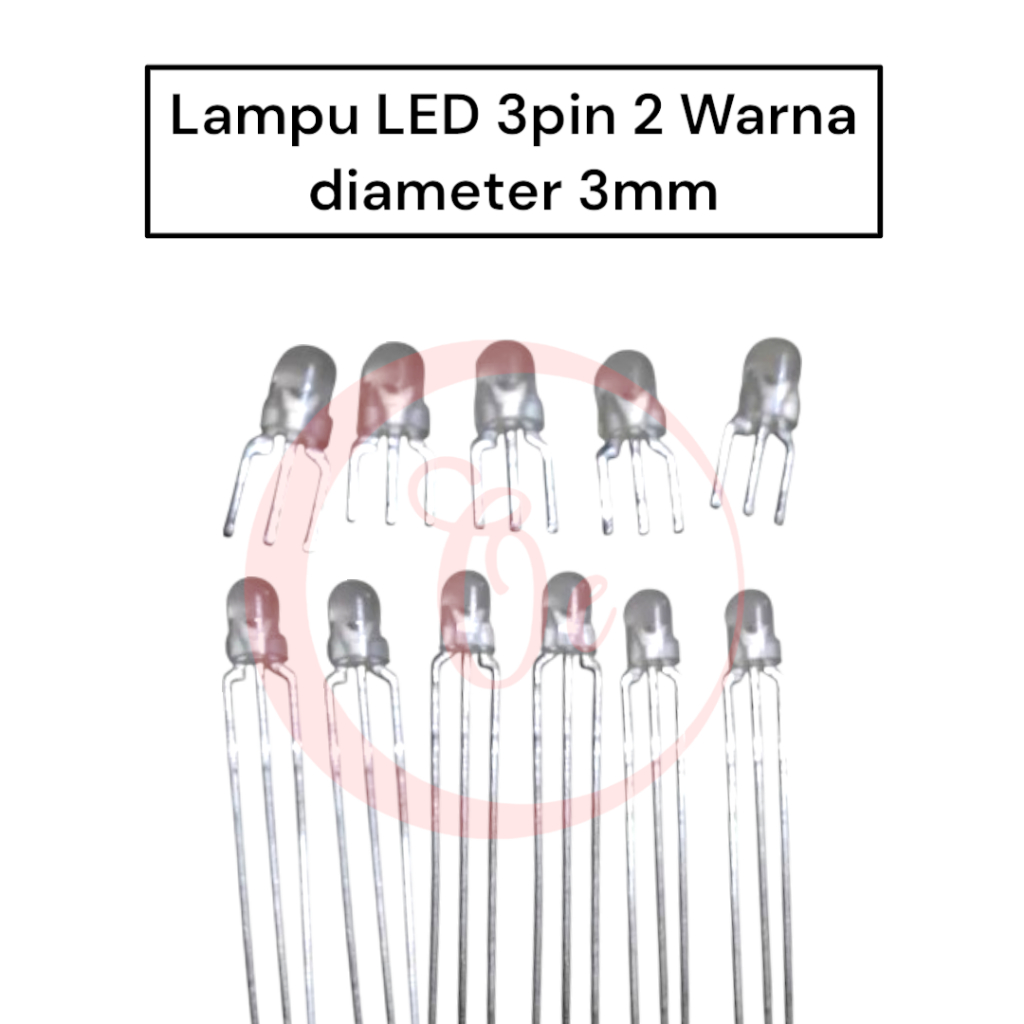 Lampu LED 3pin 2 Warna diameter 3mm Isi 5pcs