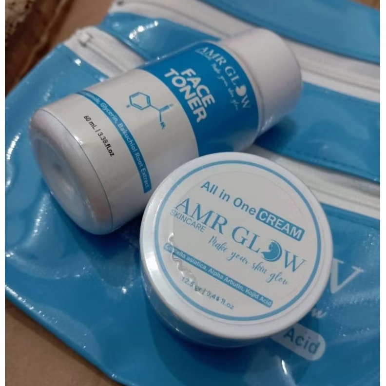 Paket Hemat Toner + Cream 12,5g Amr Glow Original Bpom