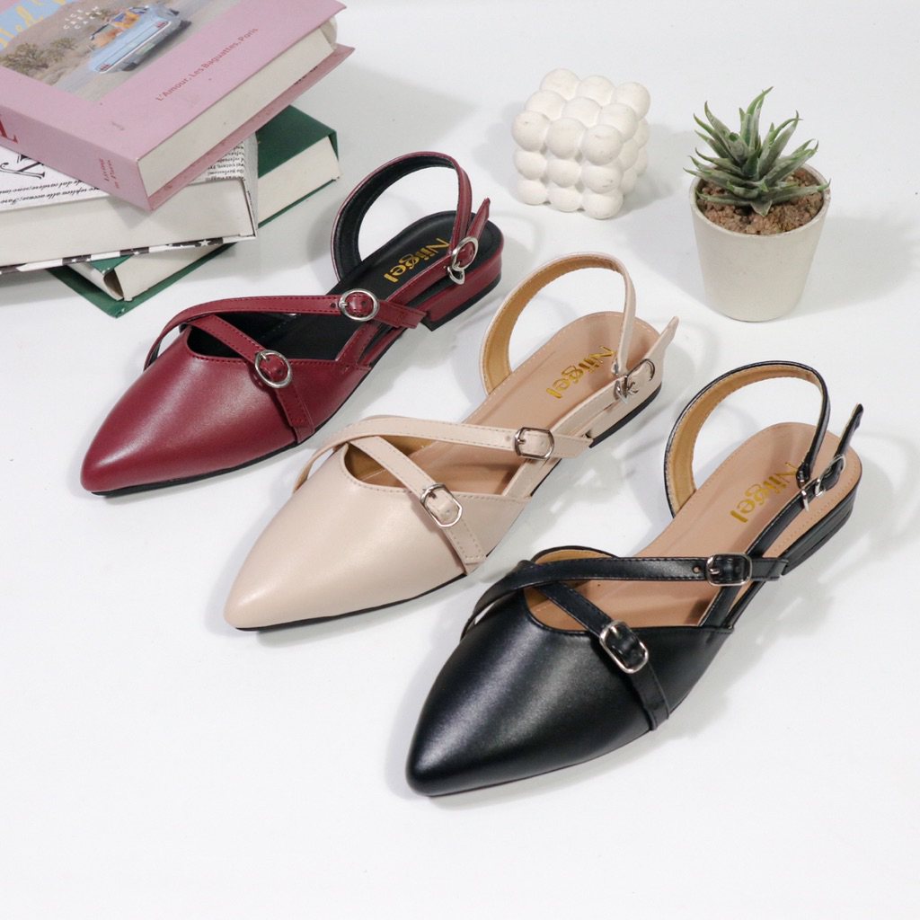 Niigel - Nikita Sandal Mules Wanita Hak 2 cm model kekinan korean style