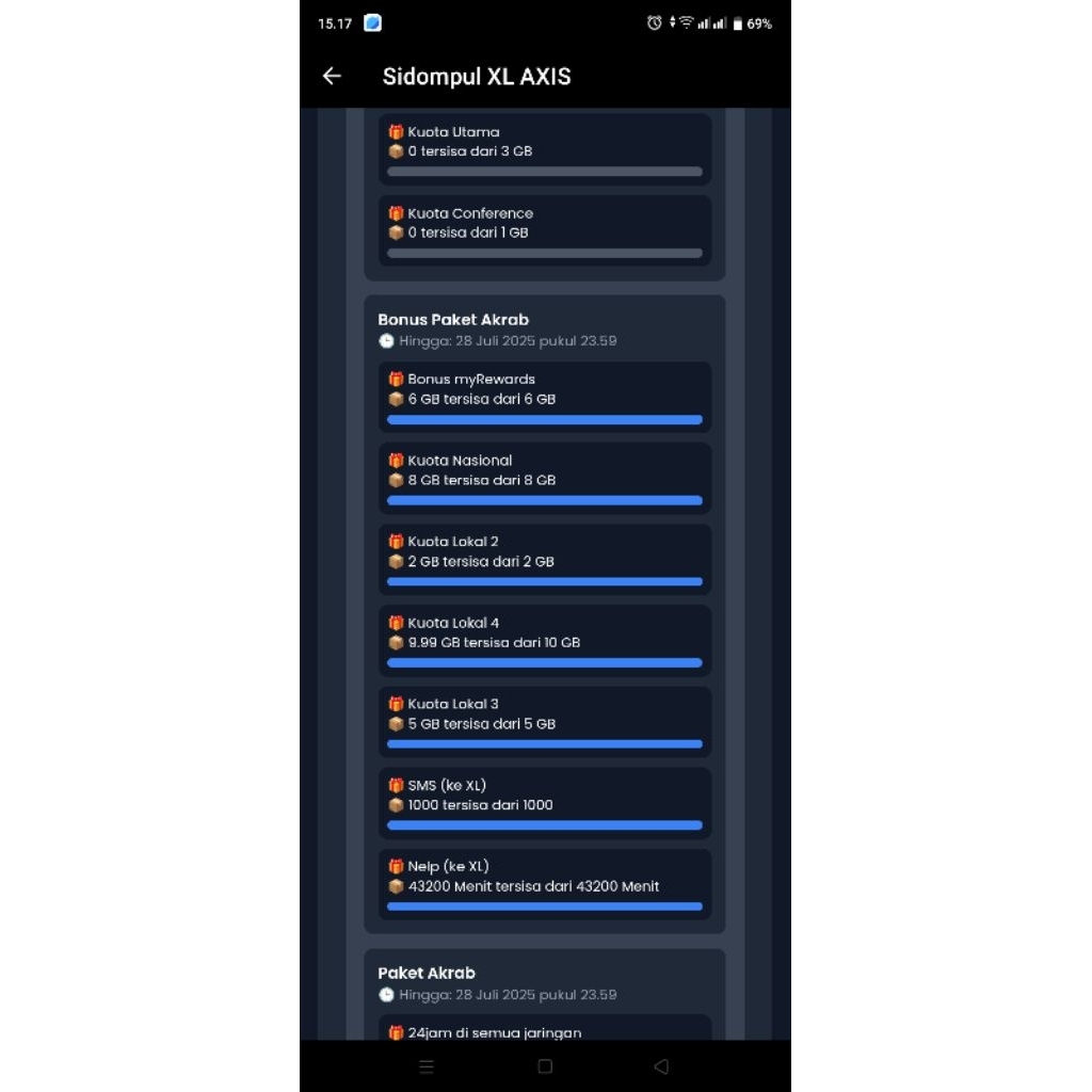 KUOTA XL AXIS 25GB HARIAN