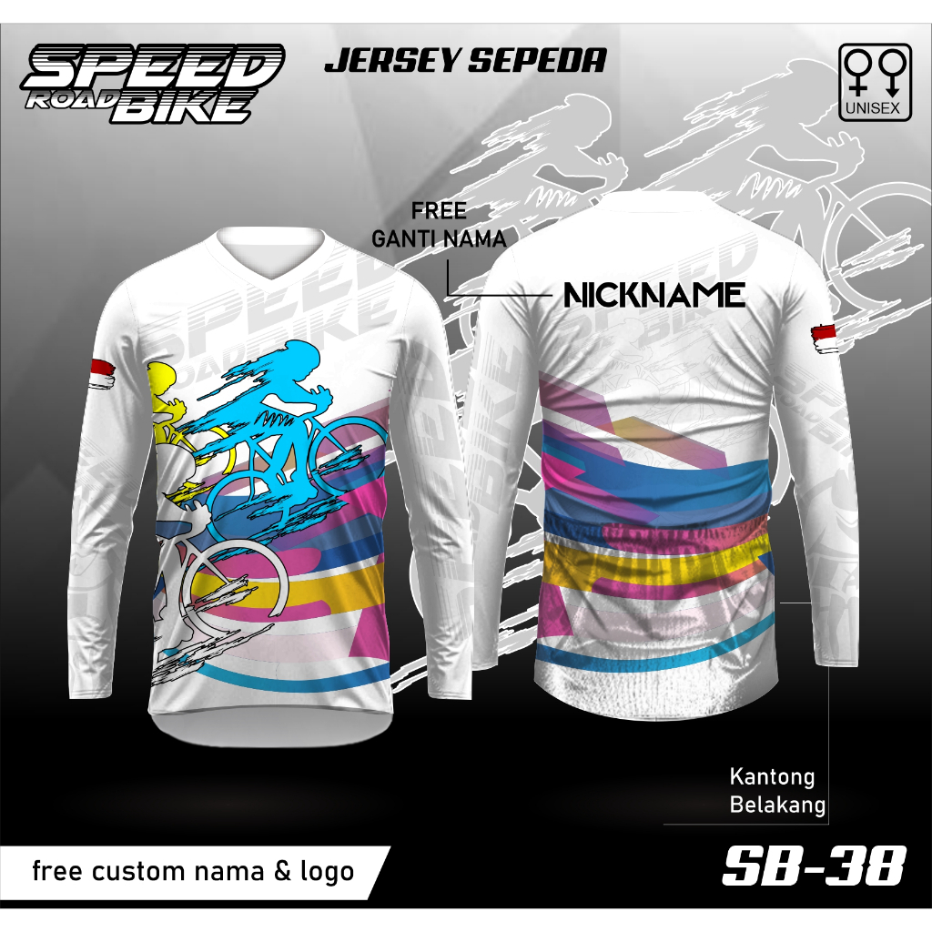 Jersey Sepeda Baju Gowes Speed Kaos Bike Lengan Panjang Kantong Belakang / Jersey Sepeda