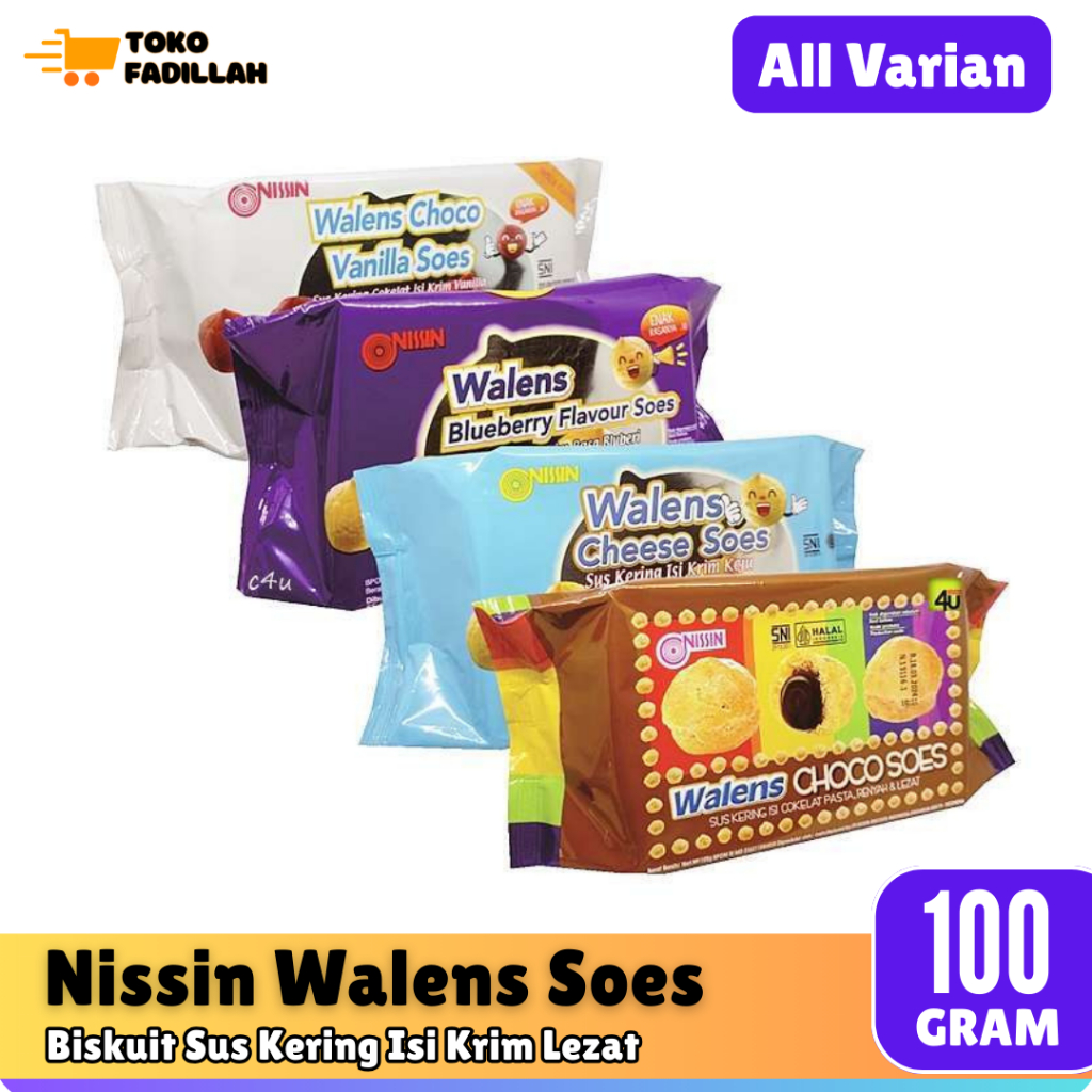 

Nissin Walens Soes 100 gr - Cokelat / Vanilla / Blueberry / Keju