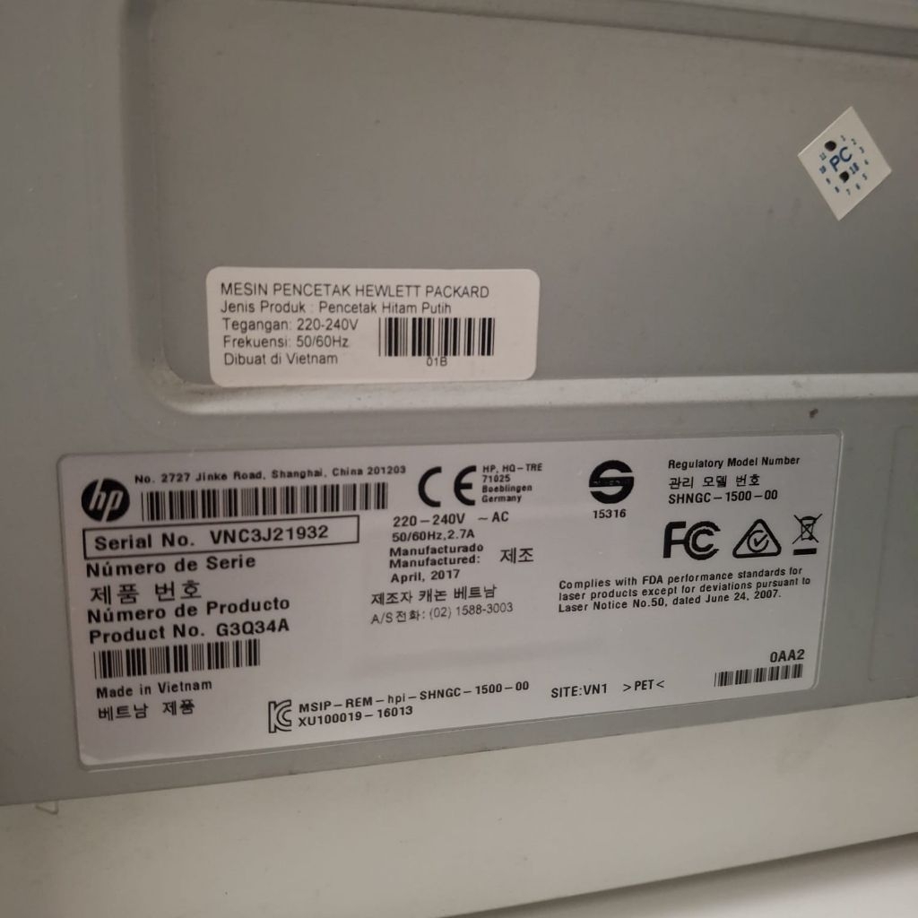 PRINTER MONOKROM  HP LASER JET PRO M102A (G3Q34A) BEKAS SECOND NEGO