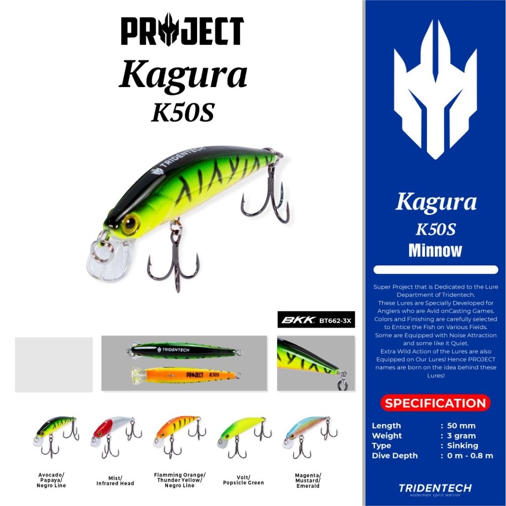 Umpan Pancing Minnow Sinking Tridentech Kagura Panjang 5 cm / Berat 3 gram