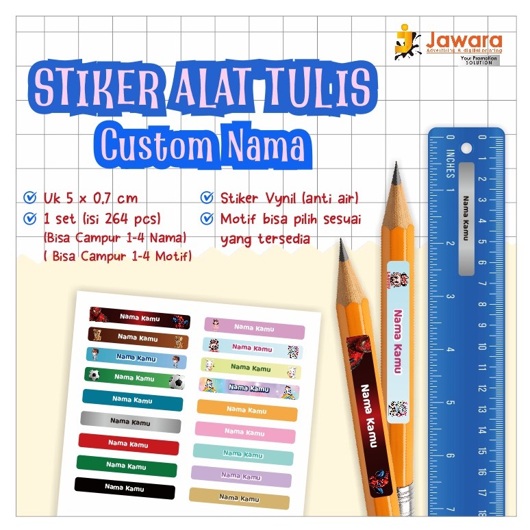 

STIKER ALAT TULIS CUSTOM NAMA