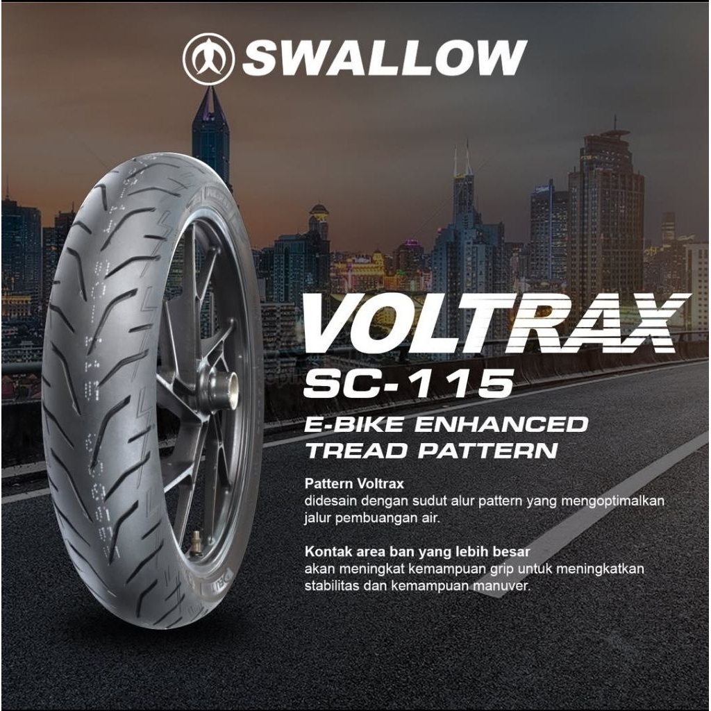 BAN LUAR SWALLOW TUBELESS (Tanpa ban dalam) VOLTRAX SC-115