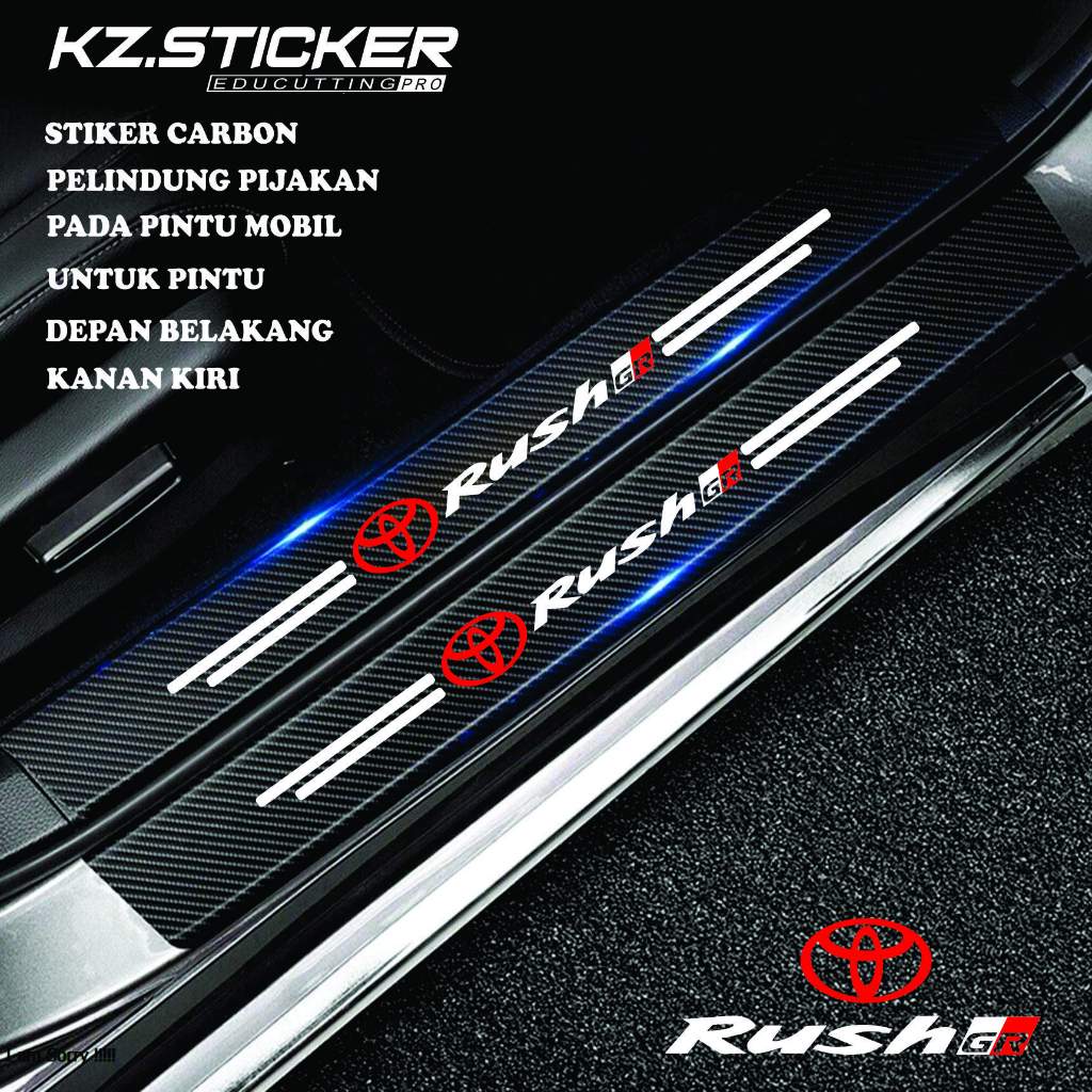 Stiker Cutting Sill Plate Carbon 3D Pijakan Pintu Mobil Rush GR Pelindung Bumper Bagasi Toyota Rush 