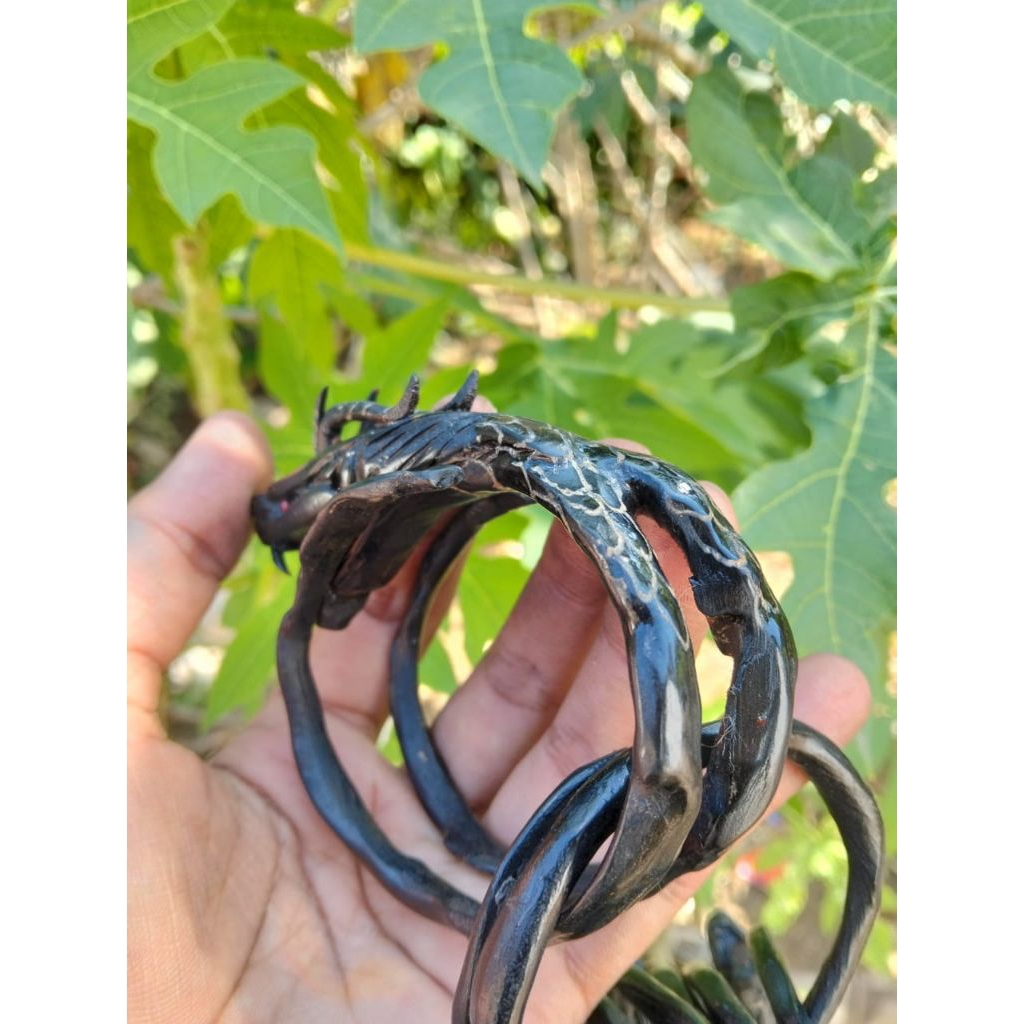 Gelang akar bahar ukir kepala ular