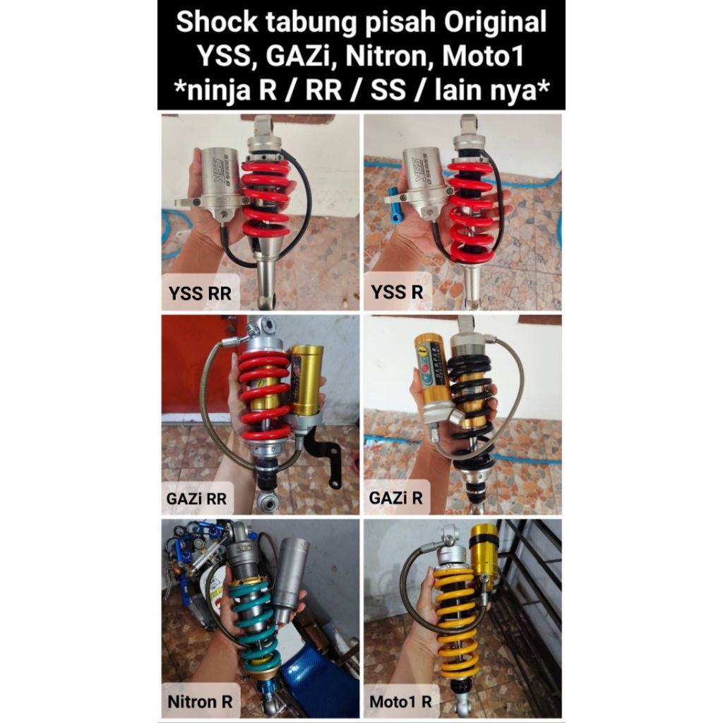 Shock Shok Monoshock tabung pisah Original Moto1 GAZi YSS Nitron ninja R RR SS Fu Sonic Dash