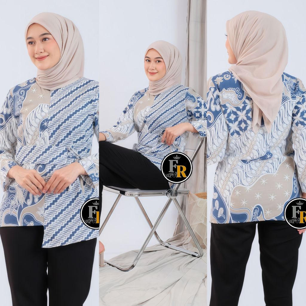 Kemeja Blouse Batik Wanita Kantor Blouse Outer Batik Baju Batik Kantor Wanita Slimfit Fashion Batik 