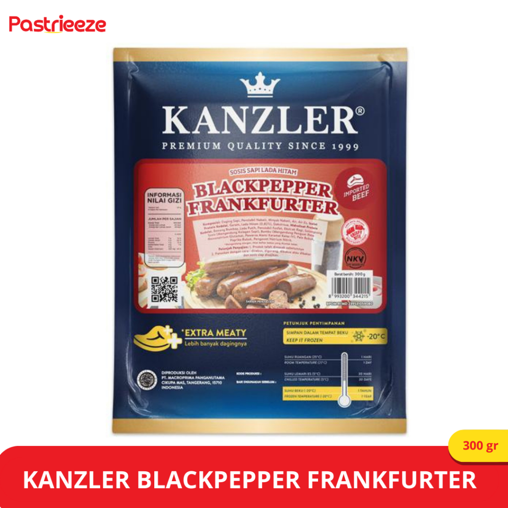 

Kanzler Sosis Beef BlackPapper Frankfurter 300gr - 1 Pack