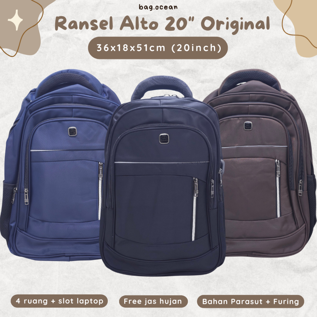 TAS PALO ALTO KANVAS 4 RUANG + USB 20 INCHI SUPER JUMBO ORIGINAL MURAH / RANSEL LAPTOP PALO ALTO KAN