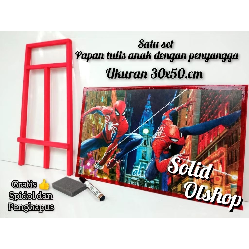 

papan tulis karakter dengan penyangga,papan belajar anak/papan tulis gratis spidol