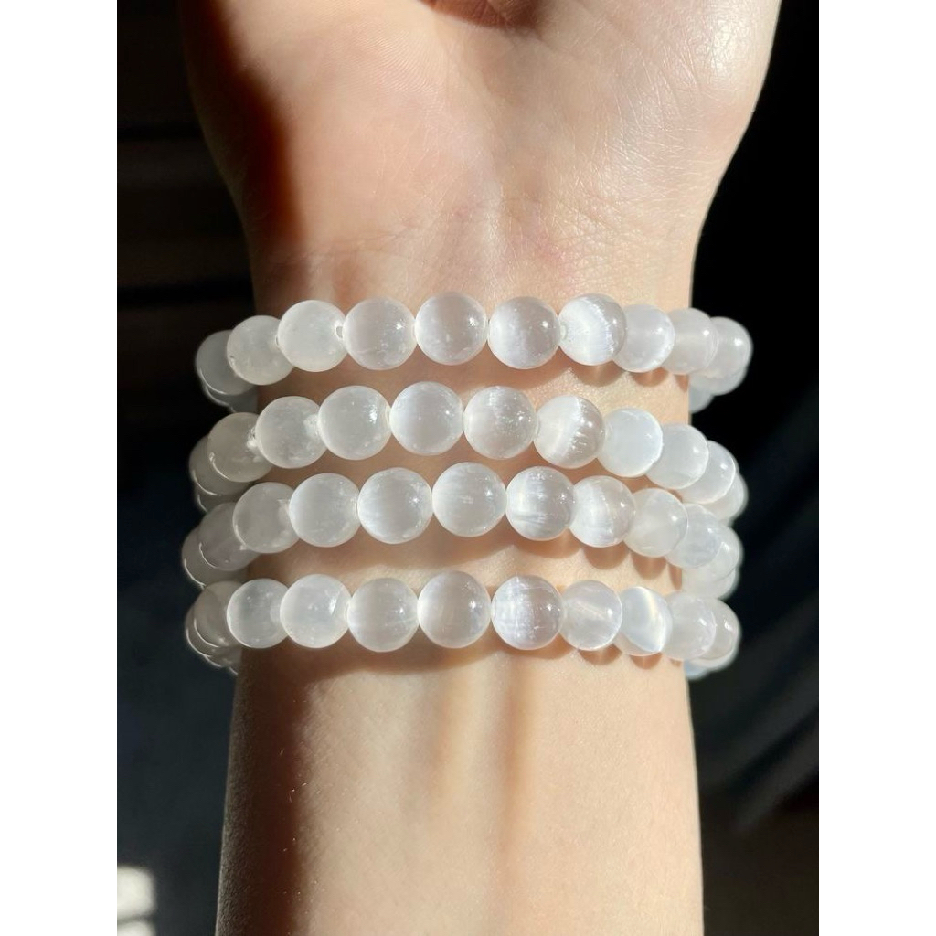 [BB 1] Gelang Tasbih Batu Giok Putih 6mm