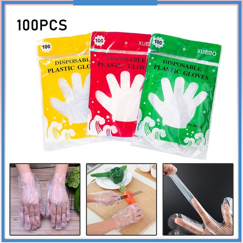 Sarung Tangan Plastik Sekali Pakai Isi 100 PCS/Sarung Tangan Plastik Bening Steril Sekali Pakai/Saru