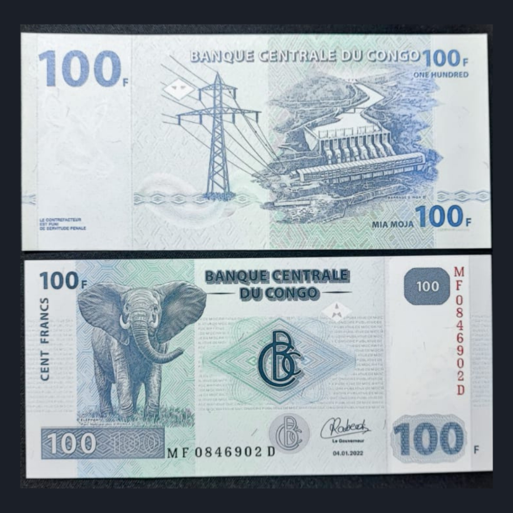 Uang Kuno Asing Congo 100 Francs Tahun 2022 | UNC | Gress