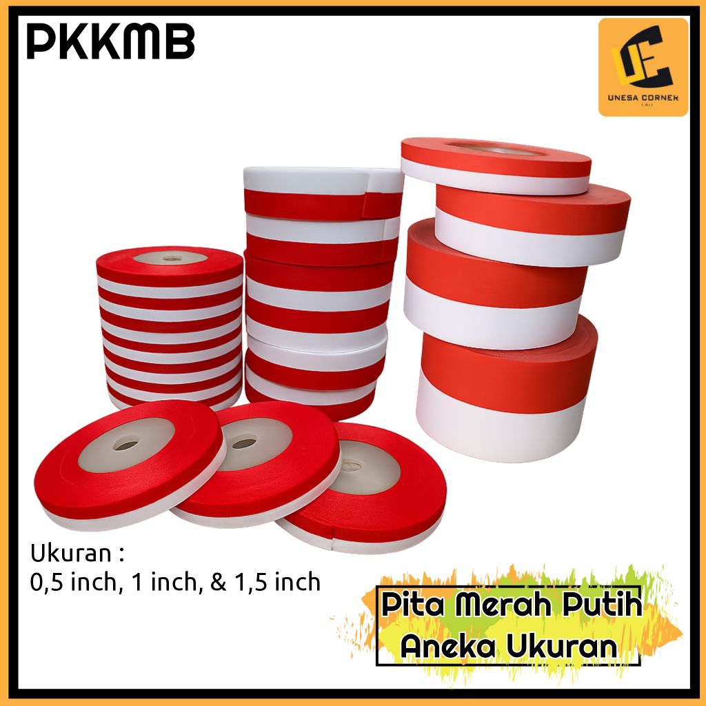 

Pita Merah Putih per 2 meter (ukuran 0,5 - 1 - 1,5 inch)/PKKMB/Ospek