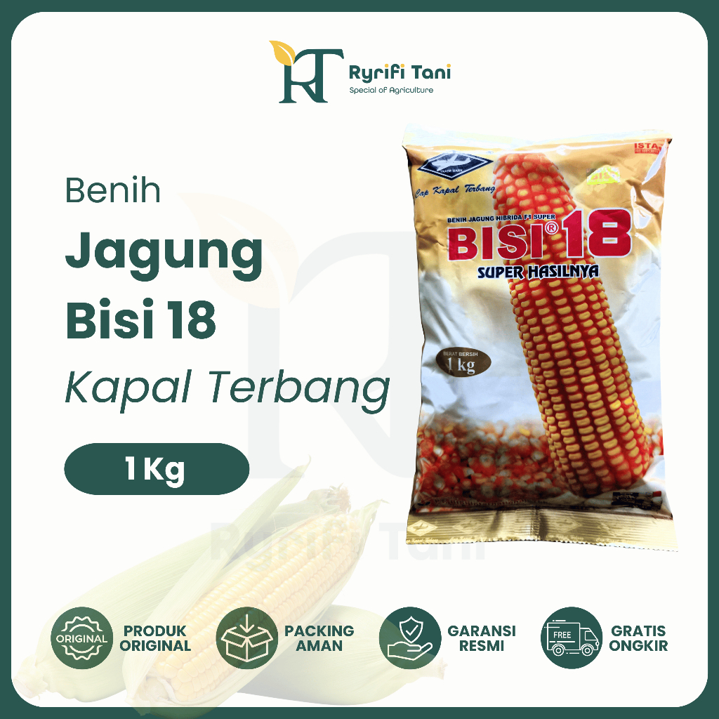 Cap Kapal Terbang - Benih Bibit Jagung Hibrida BISI 18 Isi 1Kg Original
