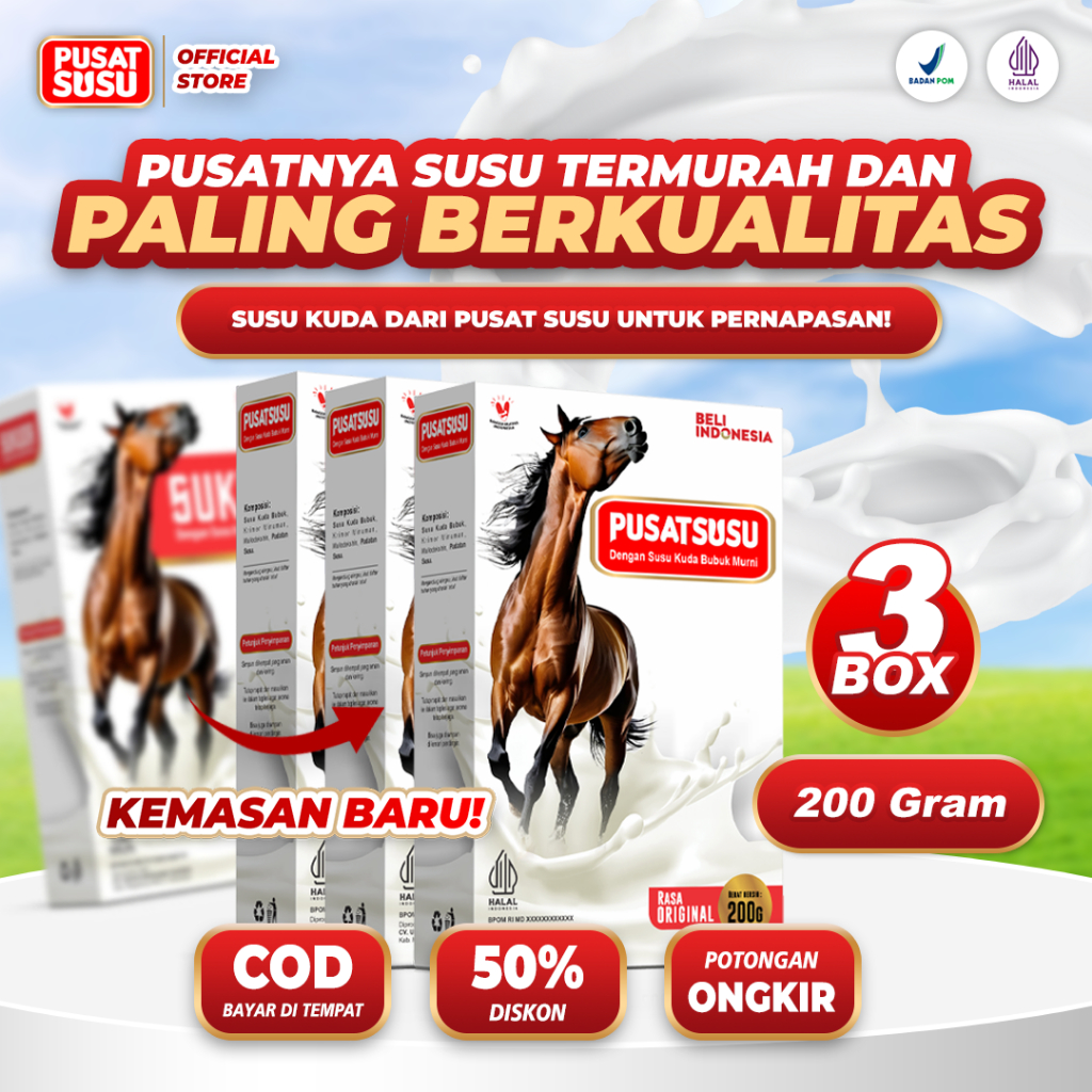 

PUSAT SUSU - SUSU KUDA Susu Kuda Liar Lombok Murni Kolostrum 200 Gram 3 Box