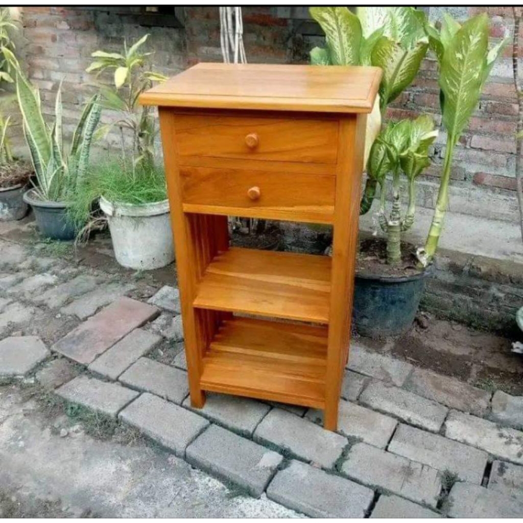 meja rak dispenser kayu jati