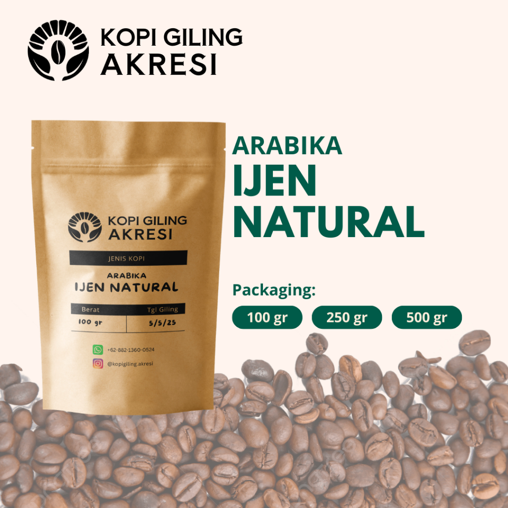 

Arabika Ijen Natural - Biji Kopi Bubuk Giling Murni | Kopi Giling Akresi