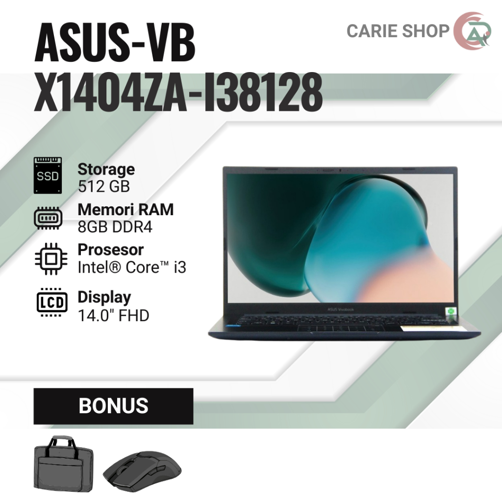 ASUS VIVOBOOK X1404ZA-I38128 INTEL i3-1215U 8GB RAM 512GB SSD 14" FHD WINDOWS 11 ASUS NUMPAD / ASUS 