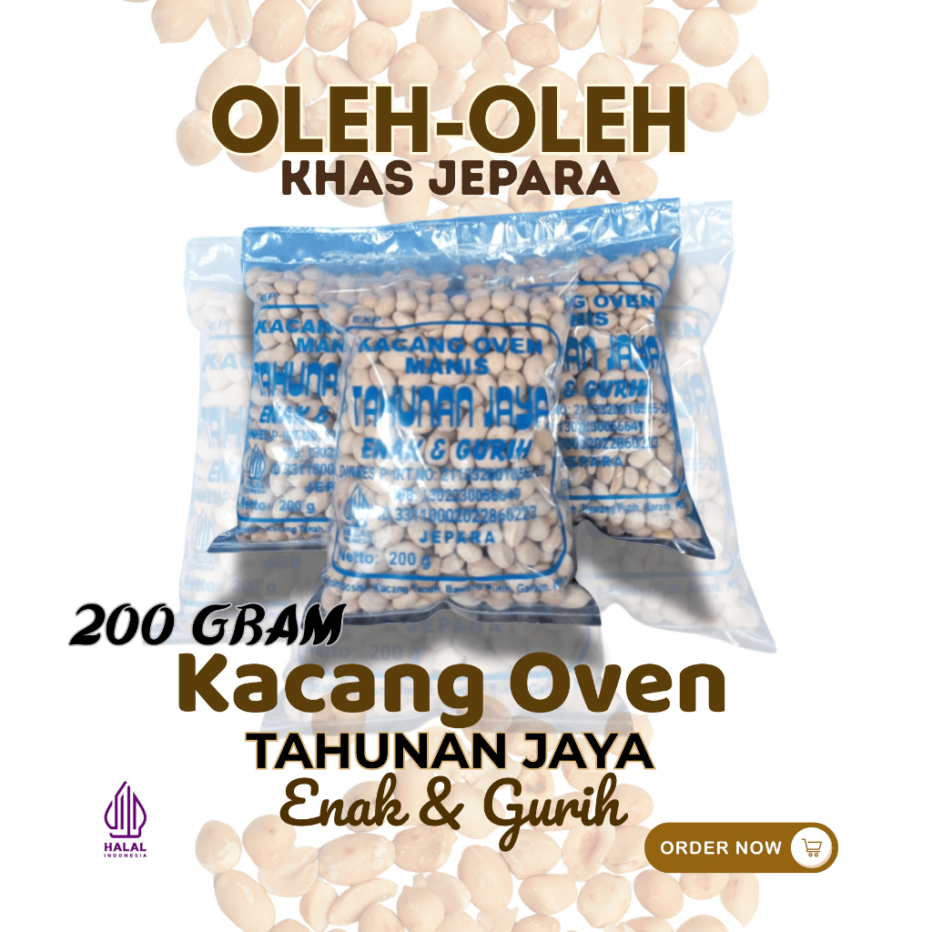 

Kacang Oven TAHUNAN JAYA Oleh-Oleh Khas Jepara 200GRAM Enak & Gurih