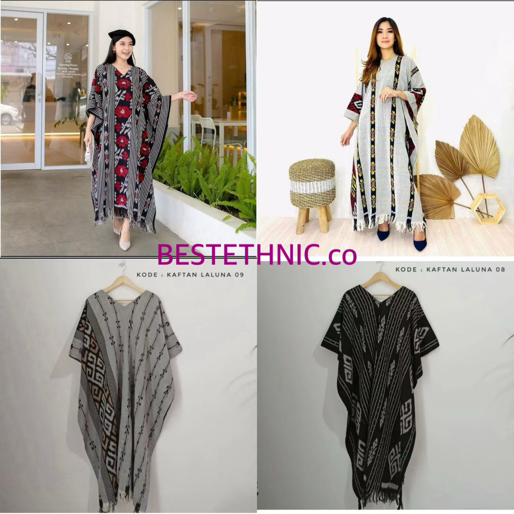 Kaftan Tenun Etnik Muslim Wanita Terbaru - Dress Tenun Wanita