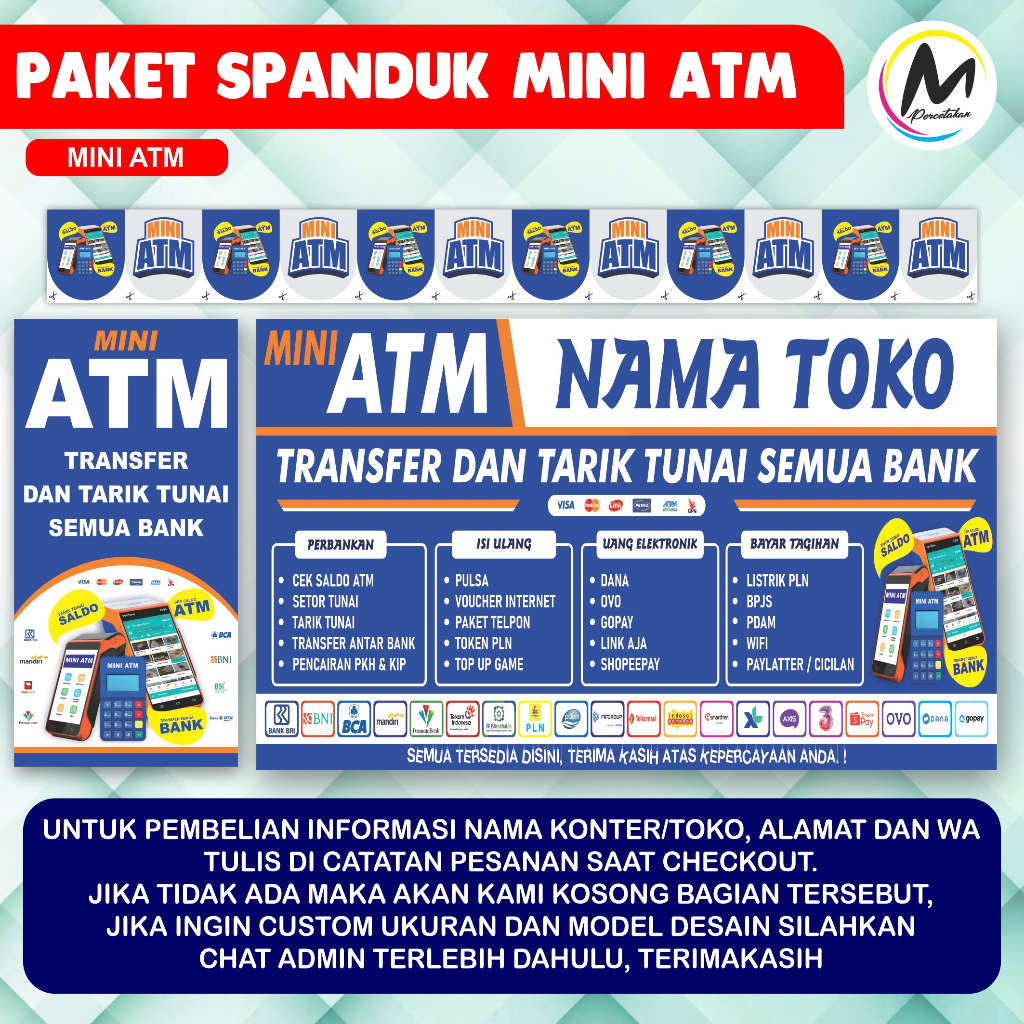 Paket Banner Konter Spanduk Mini ATM Lebih Hemat