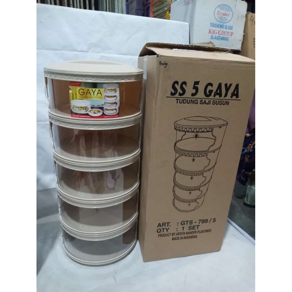 Tudung Saji Susun 3 GTS 7893 ASVITA Tempat Wadah Penutup Makanan Bulat Plastik