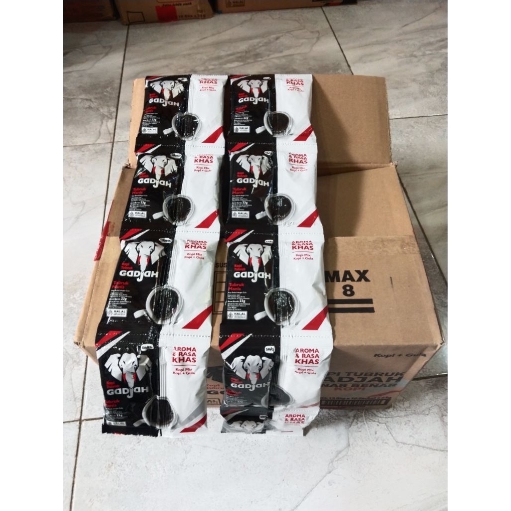 

Kopi Tubruk Gajah Manis Gula Pisah 23gr Kartonan Coffee ( 1 dus isi 12 rtg)