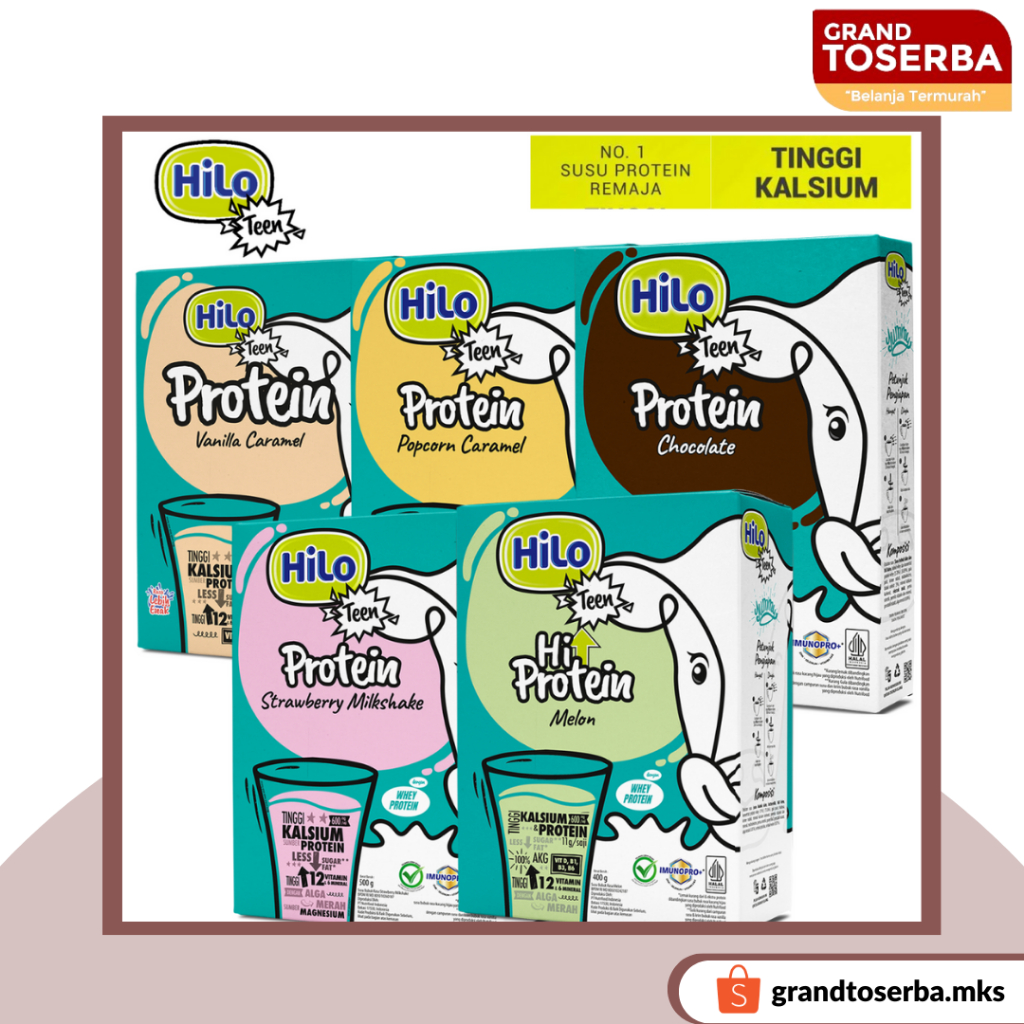 

HiLo Teen 700 GR | 500 GR | 12X400 GR - Vanilla Caramel | Popcorn Caramel | Melon / Hilo Melon susu tinggi badan
