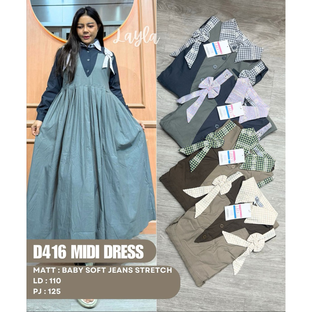 Midi dres layla D416  - Midi dress layla pita katbol - midi dress layla busui - Midi layla pita - Mi