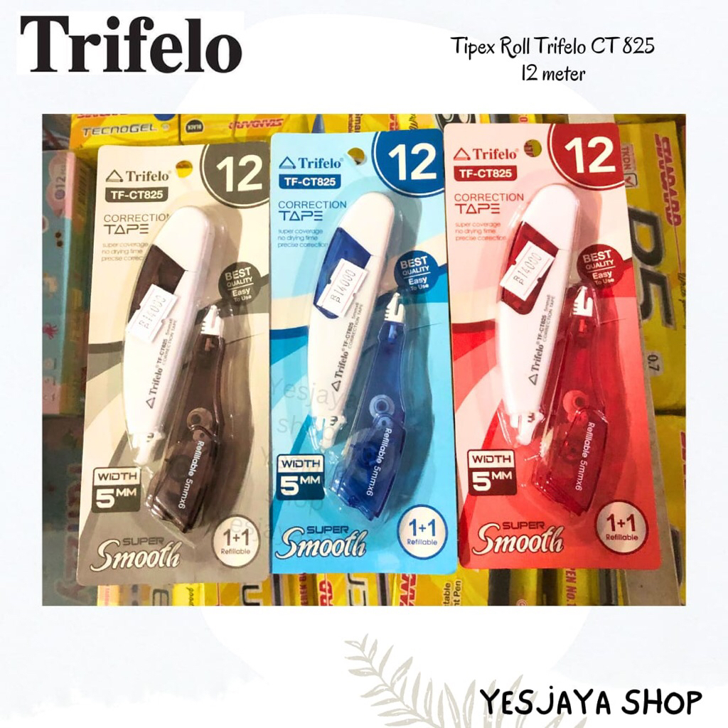 

{1 pc} Tipex Roll TRIFELO CT 825 + refill 12 meter / Tip ex refill / Correction Tape Trifelo 12 meter / Tip ex Trifelo / Tip ex 12 meter