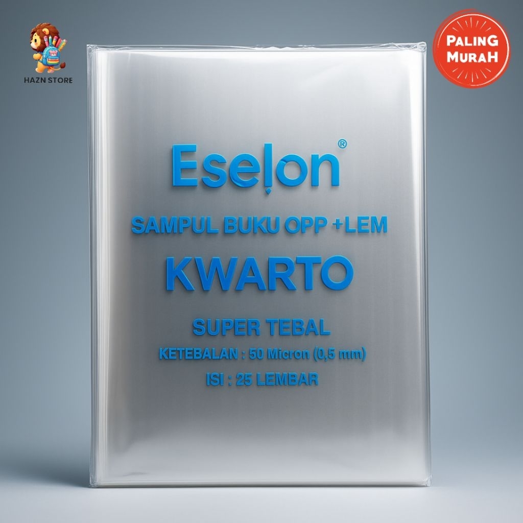 

Sampul Buku OPP Lem Kwarto Super Tebal Eselon 50 Micron Isi 25 Lembar