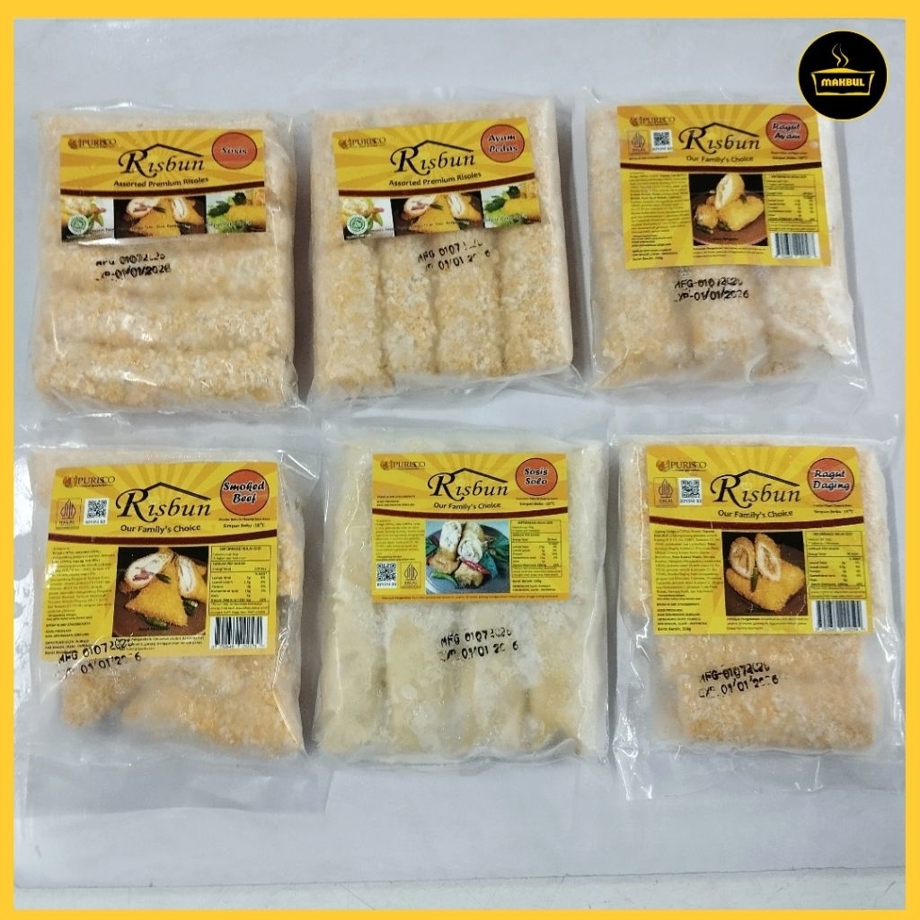 

Risbun Sosis Solo, Risol Rogut Ayam, Daging, Smoked Beef, Sosis, Ayam Pedas