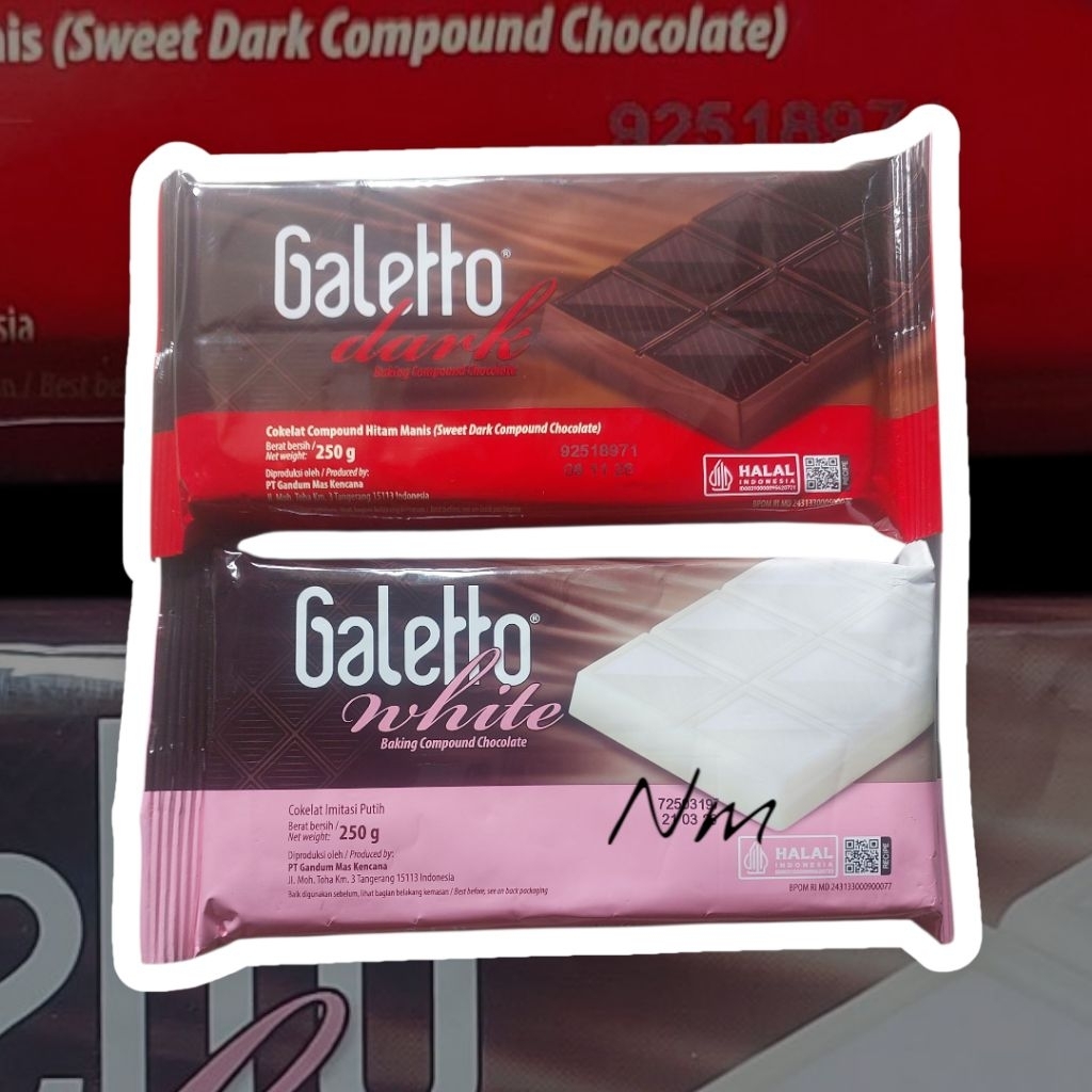 galetto coklat compound bahan kue / coklat batang bahan kue dark  and white