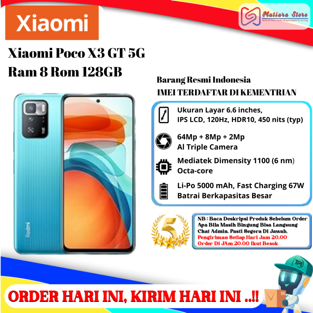 Xiaomi Poco X3 GT 5G Ram 8/128GB | Ram 8/256GB