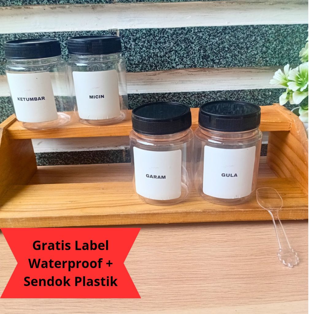 Toples Bumbu Dapur Aesthetic bulat 200ml free label waterproof
