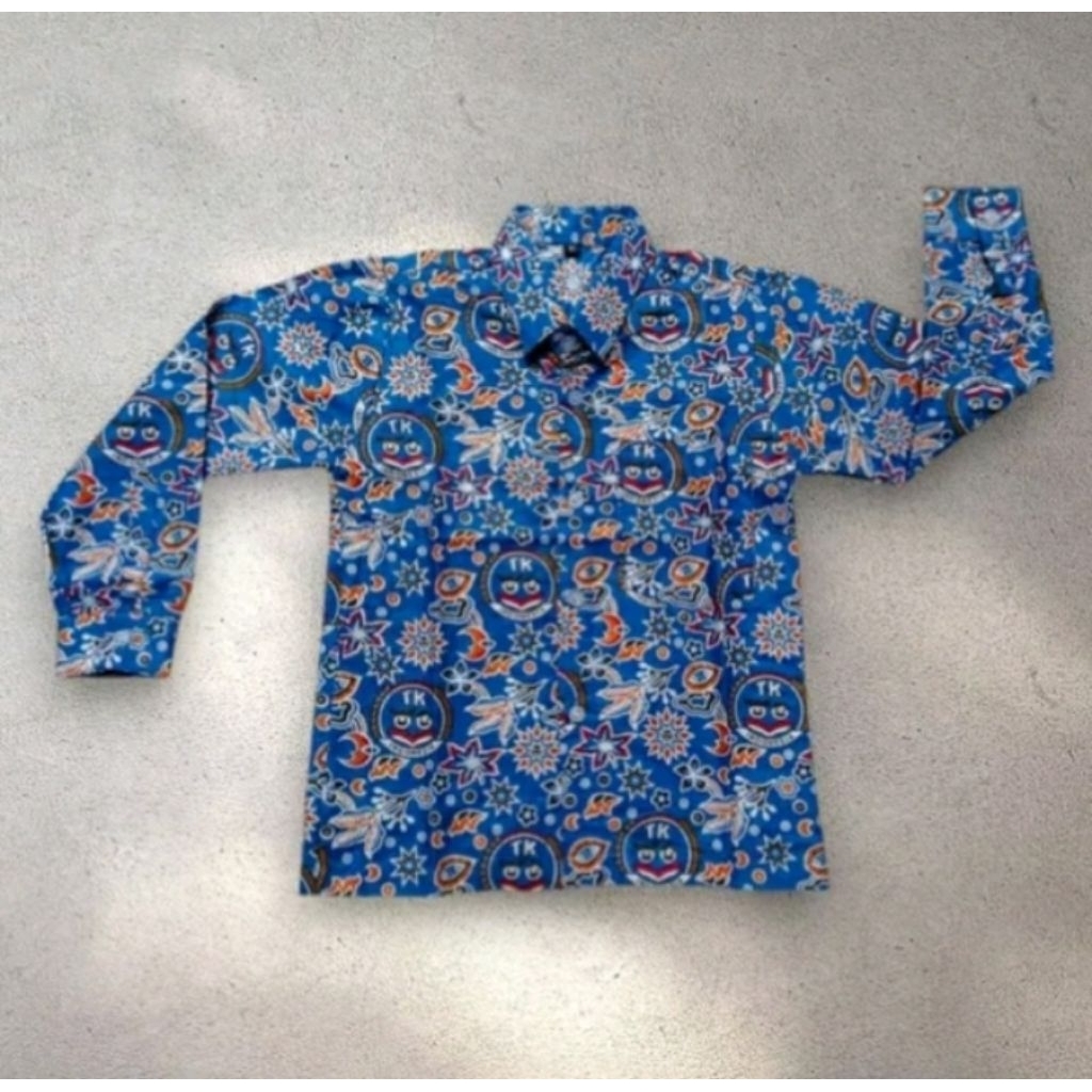 seragam sekolah TK biru lagan panjang IGTKI