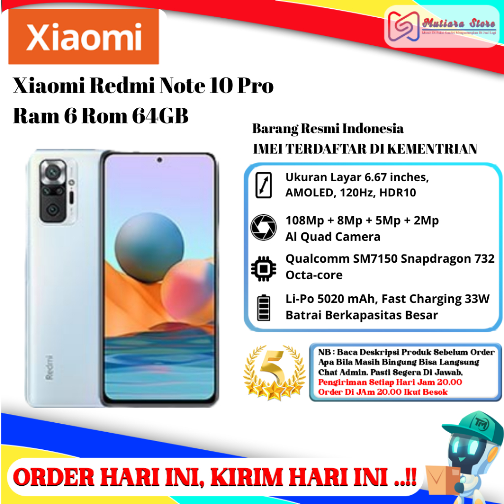 Xiaomi Redmi Note 10 Pro Ram 6 Rom 64 GB