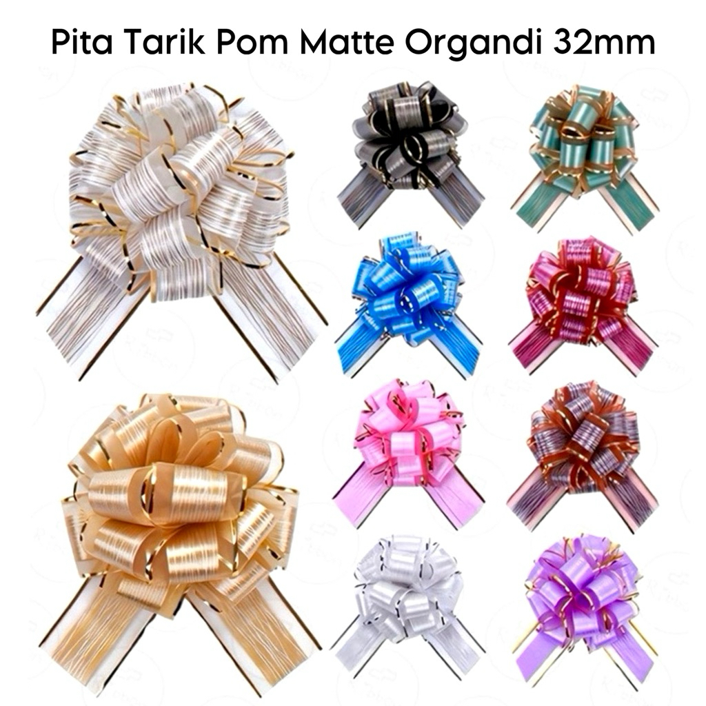 

Pita Tarik Pom / Pita Parcel 32mm motif Matte Organdi Ribbon Pita parcel Hampers hadiah(s1)