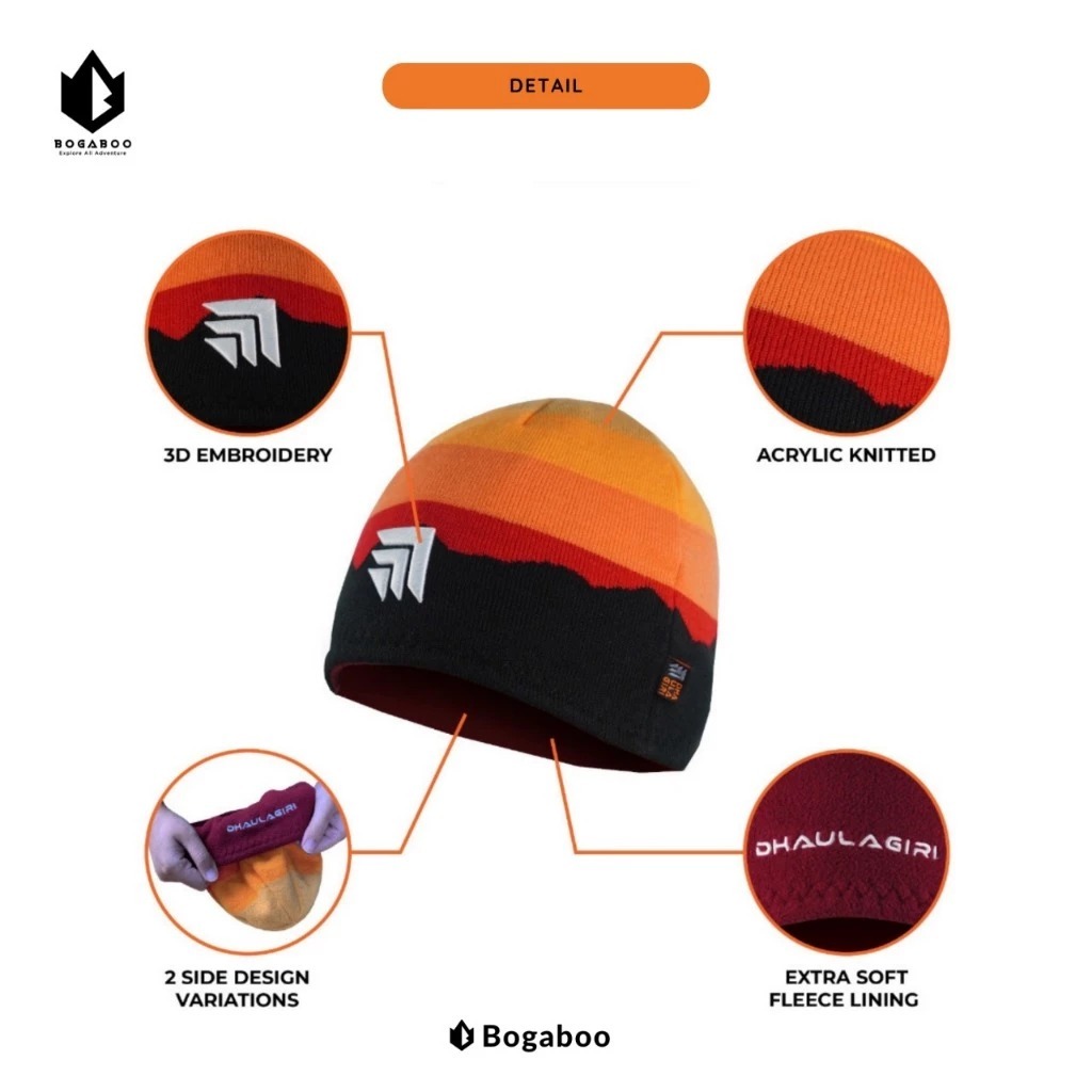 Dhaulagiri Beanie Hat Reversible Landscape Kupluk - Kupluk Rajut - Peci Sholat - Kupluk Rajutan Akri
