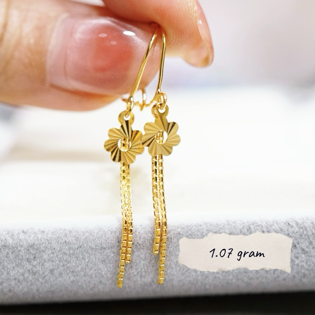 Anting Emas Teardrop Panjang Anting Emas Italy Emas Kadar 700