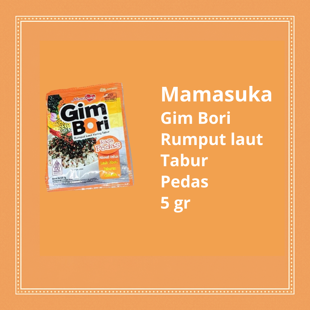

Mamasuka Gim Bori Rumput Laut Tabur Rasa Pedas 5g Sachet | Nori Tabur Rasa Spicy